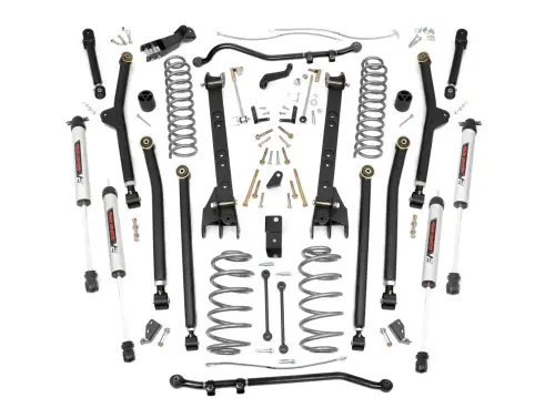 Rough Country - 66370 | Rough Country 4 Inch Lift Kit Jeep Wrangler TJ 4WD | Long Arm, V2 Monotube Shocks