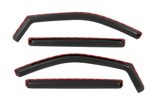 Rough Country - 811924 | Rough Country Side Window Deflectors In Channel Rain Guard For Crew Cab Chevrolet Silverado / GMC Sierra 1500/2500 HD/3500 HD
