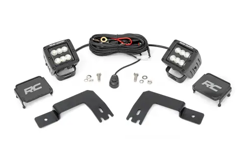 Rough Country - 93188 | Rough Country LED Light Kit For Polaris Xpedition ADV-5 | Under Bed Mount, 2 Inch Cube Lights, Black Series With Flood Beam