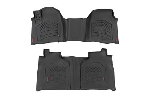 Rough Country - SM21613 | Rough Country Floor Mats For Chevrolet Silverado/GMC Sierra 1500/2500 HD/3500 HD | Crew Cab, Front & Second Row, Front Row Bench Seat