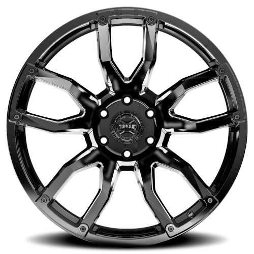 Rough Country - TW403C-20908433-12 | Rough Country Torque Impact Wheel | Gloss Black With Milled Accents / 20x9 / 6x5.5 / -12mm