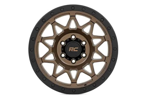 Rough Country - 78170912 | Rough Country 78 Series Wheel | Simulated Beadlock / Bronze With Black Lip / 17x8.5 / 6x5.5 / 0mm