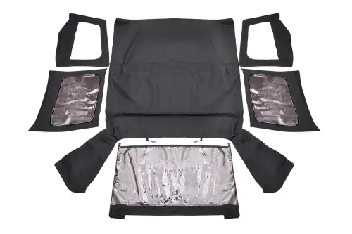Rough Country - RC84050.35 | Rough Country Replacement Soft Top For Jeep Wrangler YJ 4WD | Black, Half Doors
