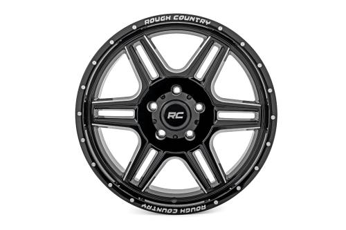 Rough Country - 92200910 | Rough Country 92 Series Wheel | Machined One-Piece / Gloss Black / 20x9 / 8x6.5 / +0mm