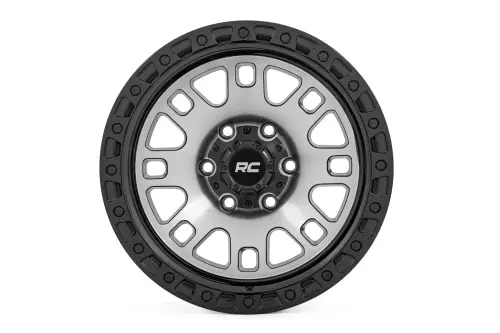 Rough Country - 82181212M | Rough Country 82 Series Wheel | One-Piece / Machined Semi Gloss Black / 18x9 / 6x5.5 / -12mm