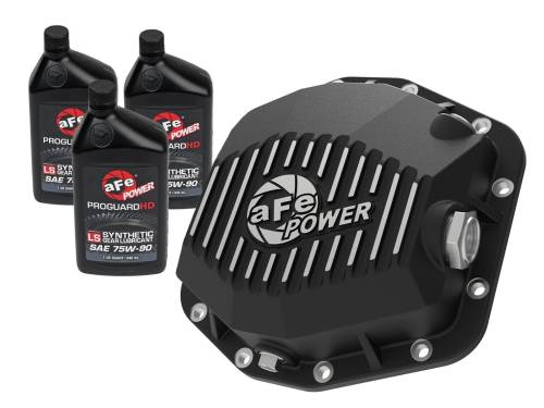 Afe - Advance Flow Engineering - 46-71291B | aFe Power Pro Series Rear Differential Cover Black w/ Machined Fins & Gear Oil