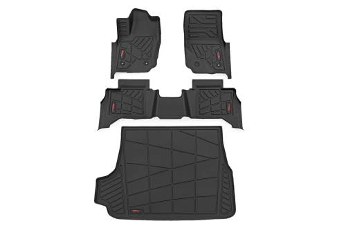 Rough Country - SM71325 | Rough Country Sure Fit Floor Mats For Toyota 4Runner | Front, Second Row & Cargo Area