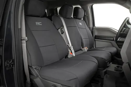 Rough Country - 91063 | Rough Country Neoprene Seat Covers For Ford F-150 / F-150 Lightning / F-250  Super Duty / F-350  Super Duty | Front Bench Seat