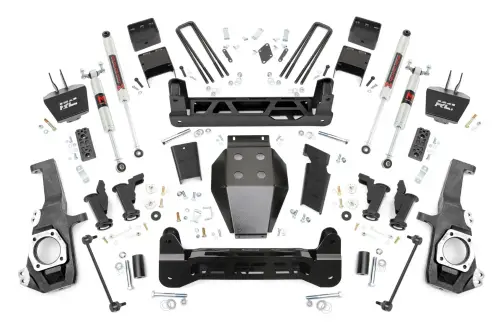 Rough Country - 111040 | Rough Country 5 Inch Lift Kit Chevrolet Silverado / GMC Sierra 2500 HD & 3500 HD 4WD | With Factory Rear Overload Springs, M1 Monotube Shocks