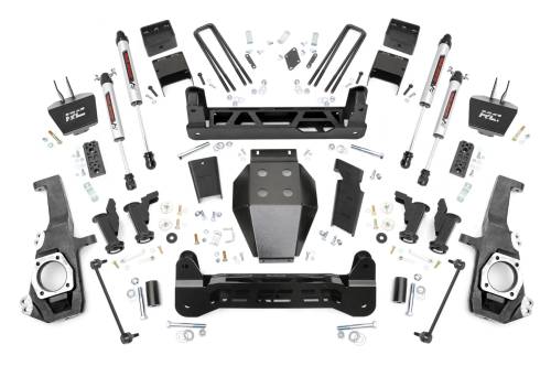 Rough Country - 111070 | Rough Country 5 Inch Lift Kit Chevrolet Silverado / GMC Sierra 2500 HD & 3500 HD 4WD | With Factory Rear Overload Springs, V2 Monotube Shocks