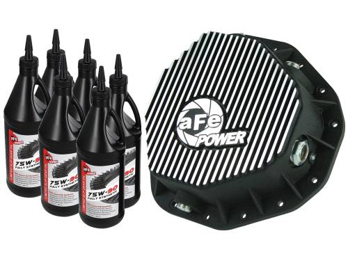 Afe - Advance Flow Engineering - 46-70092-WL | aFe Power Pro Series Rear Differential Cover Kit Black w/ Machined Fins & Gear Oil