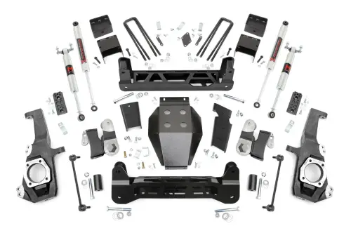 Rough Country - 110840 | Rough Country 5 Inch Lift Kit Chevrolet Silverado / GMC Sierra 2500 HD & 3500 HD 4WD | With Factory Rear Overload Springs, M1 Monotube Shocks