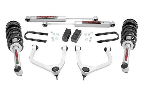 Rough Country - 28831_A | Rough Country 3.5 Inch Lift Kit GMC Sierra 1500 2WD/4WD | Aluminum Finish Control Arm, Factory Rear Mono-Leaf Spring, N3 Struts With N3 Rear Shocks
