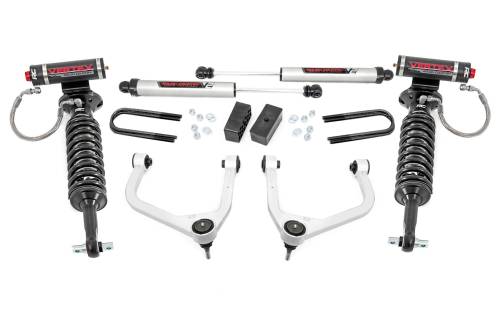 Rough Country - 28857_A | Rough Country 3.5 Inch Lift Kit GMC Sierra 1500 2WD/4WD | Aluminum Finish Control Arm, Factory Rear Mono-Leaf Spring, Vertex Coilovers With V2 Rear Shocks