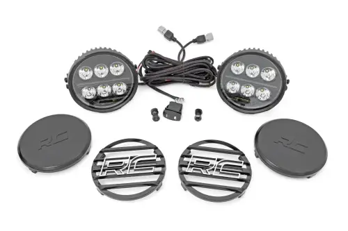 Rough Country - 70805B | Rough Country Black Series Halo LED Lights | White/Amber DRL, 6.5 Inch, Round