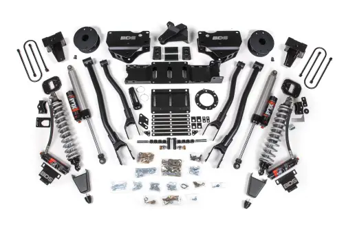 BDS Suspension - BDS1691PES | BDS Suspension 6 Inch Lift Kit With 4 Link For Ram 3500 4WD | Diesel, Fox 2.5 Coil-Over Conversion Performance Elite, Rear Lift 5 Inch Block Kit With Overload, Front Rubber Bump Stop, 6 Bolt Indexing Ring