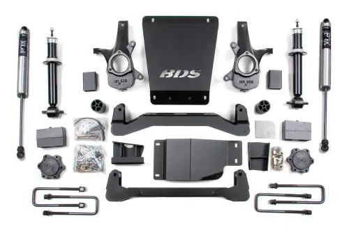 BDS Suspension - BDS176FS | BDS Suspension 6 Inch Lift Kit For Chevrolet Silverado 1500 / GMC Sierra 1500 4WD | Rear Lift Block Kit And Add-A-Leaf, Fox 2.0 Performance Series Shock