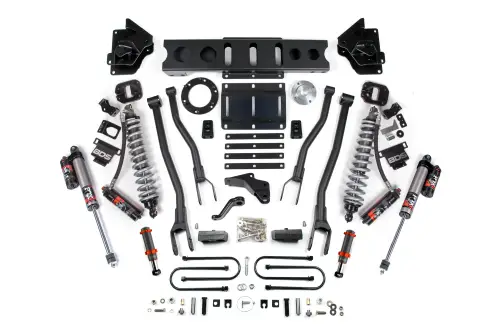 BDS Suspension - BDS1776PESB | BDS Suspension 4 Inch Lift Kit With 4 Link For Ram 3500 4WD | Diesel, Fox 2.5 Coil-Over Conversion Performance Elite, Front Fox 2.0 Hydro Bump Stop, 6 Bolt Indexing Ring