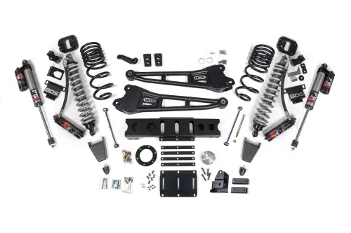 BDS Suspension - BDS1782PES | BDS Suspension 6 Inch Lift Kit With 4 Link For Ram 3500 4WD Diesel | Fox 2.5 Coil-Over Conversion Performance Elite, Front Rubber Bump Stop, 6 Bolt Indexing Ring