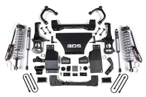 BDS Suspension - BDS1851PSS | BDS Suspension 4 Inch Lift Kit For Chevrolet Silverado Or GMC Sierra 1500 4WD | Gas, Fox 2.5 Performance Elite Coil-Over With DSC Reservoir Adjuster Series Shocks, Rear Fox 2.0 Performance Series Shock