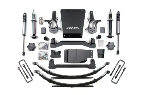 BDS Suspension - BDS185FS | BDS Suspension 4 Inch Lift Kit For Chevrolet Silverado Or GMC Sierra 1500 4WD | Rear Lift Leaf Springs, Fox 2.0 Performance Series Shocks