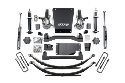 BDS Suspension - BDS185H | BDS Suspension 4 Inch Lift Kit For Chevrolet Silverado Or GMC Sierra 1500 4WD | Rear Lift Leaf Springs, NX2 Nitro Series Shocks