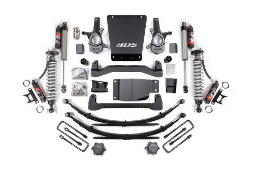 BDS Suspension - BDS185PES | BDS Suspension 4 Inch Lift Kit For Chevrolet Silverado Or GMC Sierra 1500 4WD | Fox 2.5 Performance Elite Coil-Over, Rear Lift Leaf Springs, Fox 2.5 Performance Elite Shocks