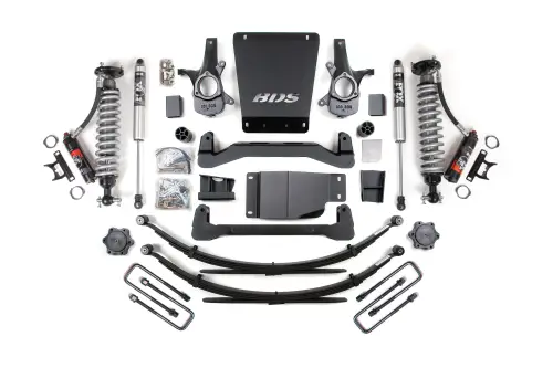 BDS Suspension - BDS185PSS | BDS Suspension 4 Inch Lift Kit For Chevrolet Silverado Or GMC Sierra 1500 4WD | Fox 2.5 Performance Elite Coil-Over, Rear Lift Leaf Springs, Fox 2.0 Performance Series Shocks