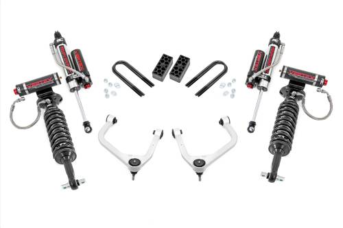 Rough Country - 28250_A | Rough Country 3.5 Inch Lift Kit For Chevrolet Silverado 1500 2WD/4WD | Aluminum Finish Control Arm, Factory Rear Mono Leaf Spring, Vertex Coilovers With Vertex Shocks