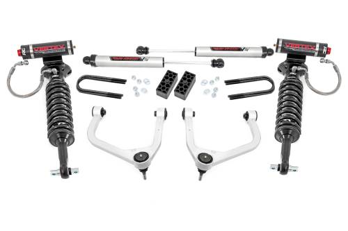 Rough Country - 28257_A | Rough Country 3.5 Inch Lift Kit For Chevrolet Silverado 1500 2WD/4WD | Aluminum Finish Control Arm, Factory Rear Mono Leaf Spring, Vertex Coilovers With V2 Rear Shocks