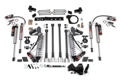 BDS Suspension - BDS1979FPE | BDS Suspension 6 Inch Lift Kit With 4 Link For Ford F-250 / F-350 Super Duty 4WD | Diesel, Fox 2.5 Performance Elite Coil-Over Conversion, Rear Lift Block Kit, Fox 2.5 Performance Elite Shocks
