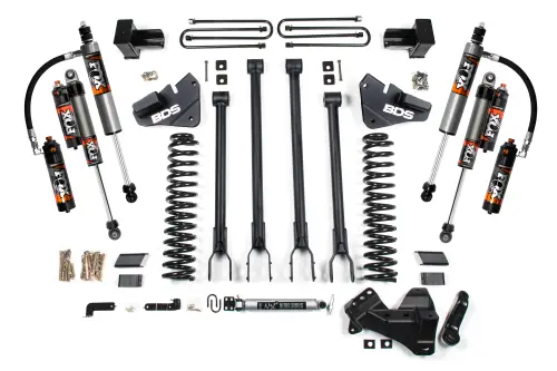 BDS Suspension - BDS1999FPE | BDS Suspension 5 Inch Lift Kit With 4 Link For Ford F-250 / F-350 Super Duty 4WD | Gas, Rear Lift 4 Inch Block Kit, Fox 2.5 Performance Elite Shocks