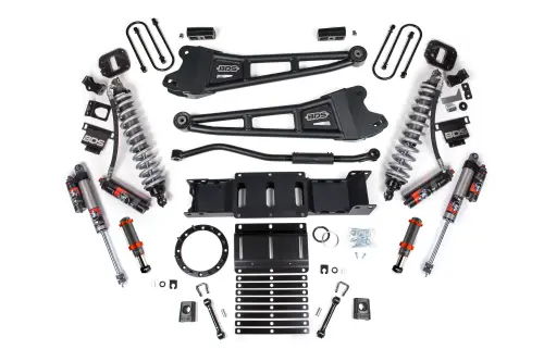 BDS Suspension - BDS2118PESB | BDS Suspension 3 Inch Lift Kit With Radius Arm For Ram 3500 4WD | Fox 2.5 Performance Elite Coil Over Conversion, Rear Lift 2 Inch Block Kit With Overload, Front Fox 2.0 Hydro Bump Stop, Indexing Ring 8 Bolt