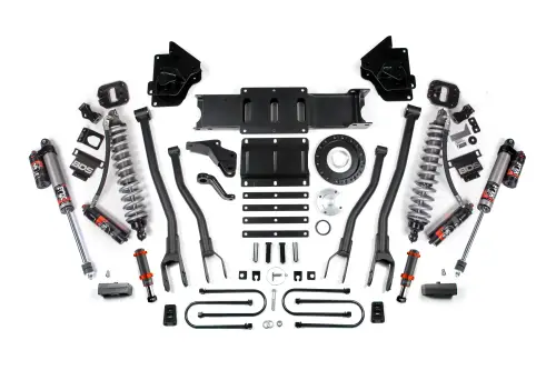 BDS Suspension - BDS2130PESB | BDS Suspension 4 Inch Lift Kit With 4 Link For Ram 3500 4WD | Fox 2.5 Performance Elite Coil Over Conversion, Front Fox 2.0 Hydro Bump Stop, Indexing Ring 8 Bolt