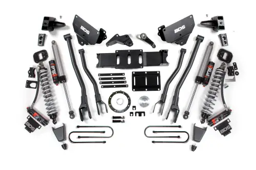 BDS Suspension - BDS2133PES | BDS Suspension 6 Inch Lift Kit With 4 Link For Ram 3500 4WD | Fox 2.5 Performance Elite Coil Over Conversion, Front Rubber Bump Stop, Indexing Ring 8 Bolt