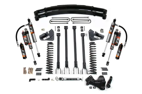 BDS Suspension - BDS2213FPE | BDS Suspension 5 Inch Lift Kit With 4 Link For Ford F-250 / F-350 Super Duty 4WD Diesel | Rear Lift Leaf Springs, Fox 2.5 Performance Elite Shocks