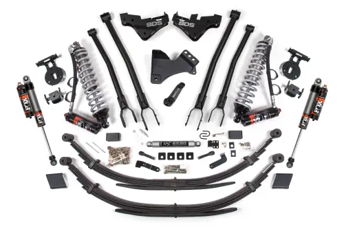 BDS Suspension - BDS2248PES | BDS Suspension 5 Inch Lift Kit With 4 Link For Ford F-250 / F-350 Super Duty 4WD Diesel | Fox 2.5 Performance Elite Coil-Over Conversion, Rear Lift Leaf Springs