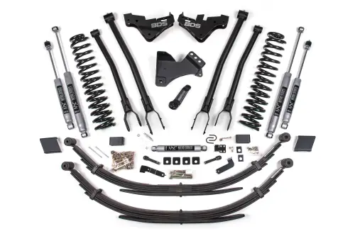 BDS Suspension - BDS2249H | BDS Suspension 5 Inch Lift Kit With 4 Link For Ford F-250 / F-350 Super Duty 4WD Gas | Rear Lift Leaf Springs, NX2 Nitro Series Shocks