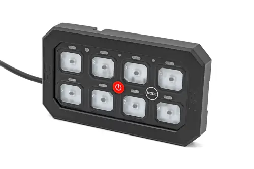 Rough Country - 70975 | Rough Country 8 Gang Switch Panel With RGB Backlit Buttons And Multiple Modes | With Bluetooth Control Integration