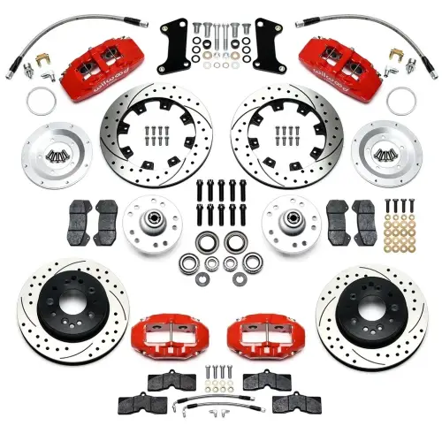 Ridetech - 11529578 | Wilwood Complete DynaPro / D8-4 Brake System - Black Calipers (1963-1982 Corvette with Tru Turn System | Pin Spindle)