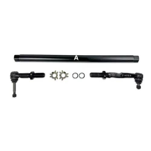 Apex Chassis - KIT371-STL | Apex Chassis Drag Link Kit For Ford F-250/F-350 Super Duty 4WD, Except Wide Track | Matte Black Powder Coated Steel