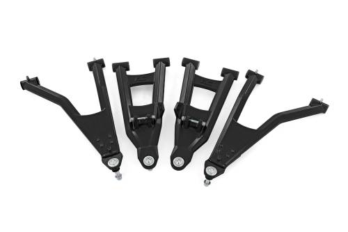 Rough Country - 93174BLK | Rough Country Aluminum Control Arms For Polaris Ranger XP 1000 | Black Finish, High Clearance With 2 Inch Forward Offset