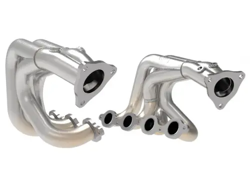 Afe - Advance Flow Engineering - 48-34148-H | AFE Power Twisted Steel 304 Stainless Steel Long Tube Header w/ Brushed Finish (2020-2025 Corvette (C8) V8-6.2L)