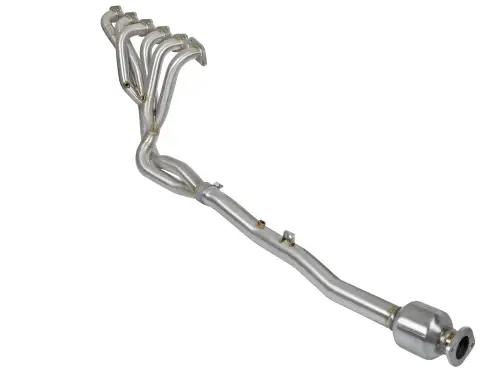 Afe - Advance Flow Engineering - 48-36105-YC | AFE Power Twisted Steel Long Tube Header & Connection Pipes w/ Cat (2001-2016 Patrol L6-4.8L)