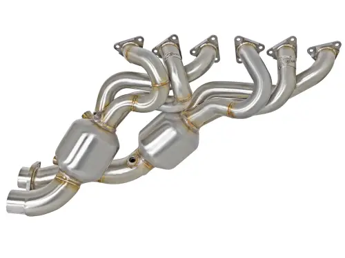Afe - Advance Flow Engineering - 48-36314-HC | AFE Power Twisted Steel Long Tube Header 304 Stainless Steel w/ Cat (2001-2006 M3 E46 L6-3.2L S54)