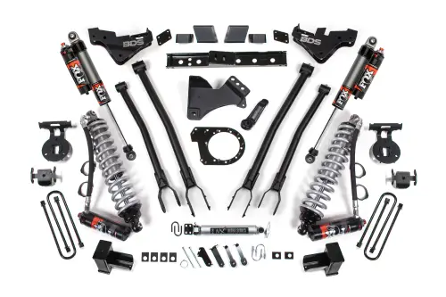 BDS Suspension - BDS2252PES | BDS Suspension 7 Inch Lift Kit With 4 Link For Ford F-250 / F-350 Super Duty 4WD Diesel | Rear Lift Block Kit, Fox 2.5 Performance Elite Coilover Conversion