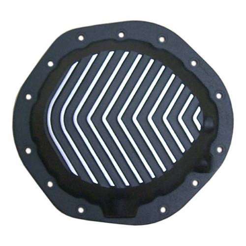 PML Covers - 9504-2-B | PML Cover GM 9.5 14 Bolt, Patterned Fins For Chevrolet Silverado 1500 & 1500HD / GMC Sierra 1500 & 1500HD | Black Powder Coat Finish, Stock Bolt Size 8mm-1.25x16 (-2)