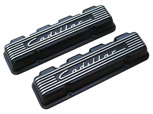 PML Covers - 11073-BK | PML Cover Valve Covers For CADILLAC 331, 365, 390 & 429 | Black Powder Coat Finish