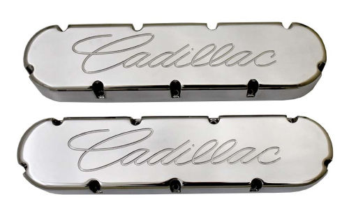 PML Covers - 7872-2-P | PML Cover Valve Covers For CADILLAC 368, 425, 472, 500, Machined Script | Polish Finish