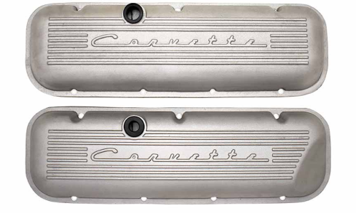 PML Covers - 9096-AC | PML Cover Valve Covers For Chevy Big Block, 396, 427, 454, 502, CHEVROLET Script | Natural As-Cast Finish